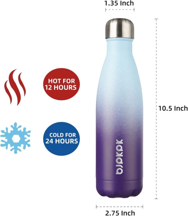 BJPKPK 17oz Insulated Stainless Steel Water Bottles,Sports Water Bottles Keep Cold for 24 Hours and Hot for 12 Hours,BPA Free for Travel,Ocean Dream - Image 3