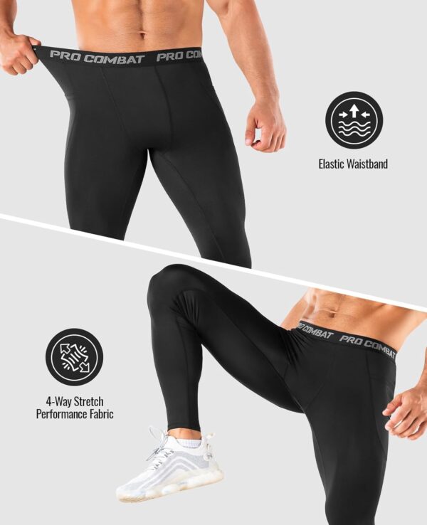 Niksa 1/3 Pack Men's Compression Pants, Performance Athletic Sports Leggings Gym Tights for Running Yoga Workout Sports - Image 5
