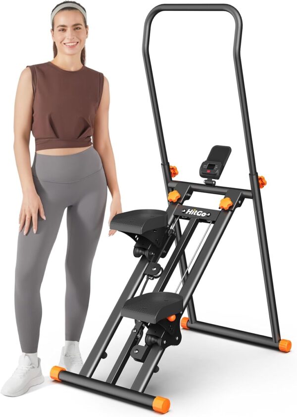 Foldable Stair Stepper Machine - Vertical Stair Climber for Home Gym, Full-Body Cardio Workout Equipment with Adjustable Handlebar & Pedals, Extended Step Range Design - Image 2