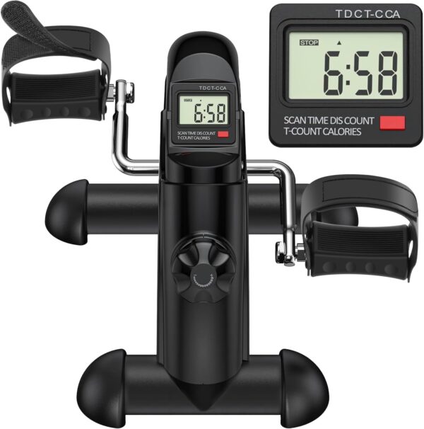 Under Desk Bike Pedal Exerciser, Portable Mini Exercise Bike with LCD Display for Home/Office, Desk Cycle for Leg/Arm with Handle, Leg Exerciser While Sitting for Seniors - Image 2