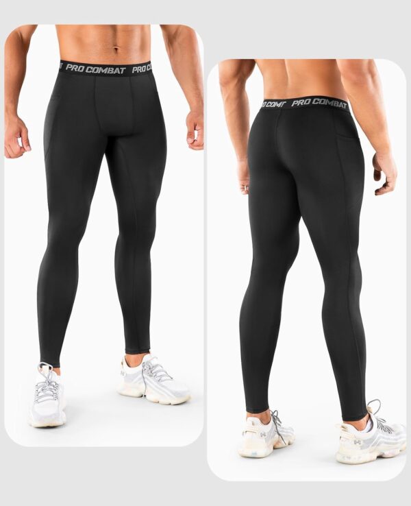 Niksa 1/3 Pack Men's Compression Pants, Performance Athletic Sports Leggings Gym Tights for Running Yoga Workout Sports - Image 3