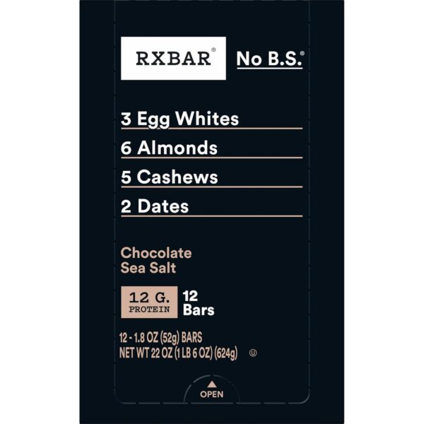 RXBAR Protein Bars, Protein Snack, Snack Bars, Chocolate Sea Salt, 22oz Box (12 Bars) - Image 10