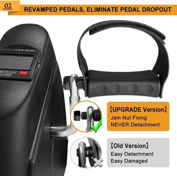 Under Desk Bike Pedal Exerciser, Portable Mini Exercise Bike with LCD Display for Home/Office, Desk Cycle for Leg/Arm with Handle, Leg Exerciser While Sitting for Seniors - Image 4