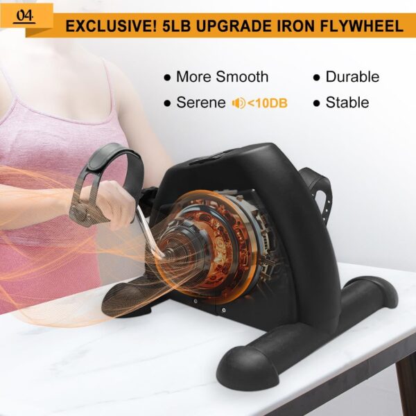 Under Desk Bike Pedal Exerciser, Portable Mini Exercise Bike with LCD Display for Home/Office, Desk Cycle for Leg/Arm with Handle, Leg Exerciser While Sitting for Seniors - Image 6