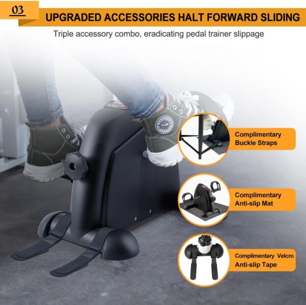 Under Desk Bike Pedal Exerciser, Portable Mini Exercise Bike with LCD Display for Home/Office, Desk Cycle for Leg/Arm with Handle, Leg Exerciser While Sitting for Seniors - Image 5