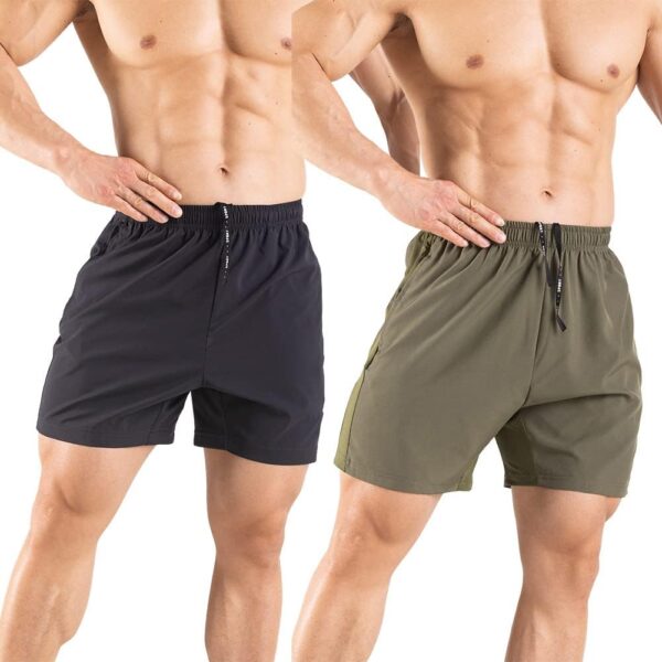 Men's 5" Running Shorts 2 Pack Quick Dry Athletic Workout Gym Shorts with Zipper Pockets - Image 3