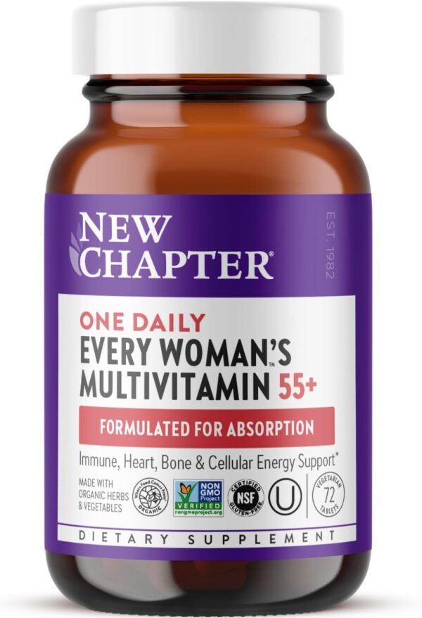 New Chapter Women's Multivitamin 50 Plus for Cellular Energy, Heart & Immune Support with 20+ Nutrients + Astaxanthin - Every Woman's One Daily 55+, Gentle on The Stomach, 72 Count - Image 2
