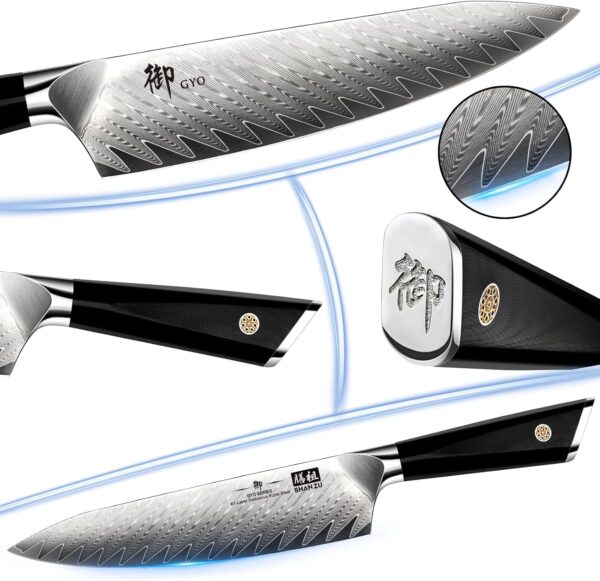 SHAN ZU Damascus Chef Knife 8 inch, 67-Layer High Carbon Steel Kitchen Knife Ultra Sharp Japanese Chef Knives, Professional Kitchen Utility Knives with G10 Ergonomic Handle/Gift Box - Image 6