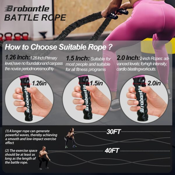 Battle Rope Battle Ropes for Exercise Workout Rope Exercise Rope Battle Ropes for Home Gym Heavy Ropes for Exercise Training Ropes for Working Out Weighted Workout Rope Exercise Workout Equipment - Image 4
