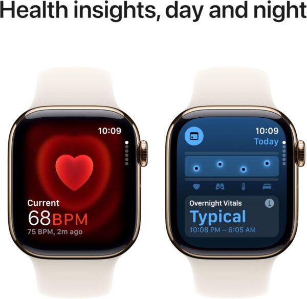 Apple Watch Series 10 [GPS + Cellular 42mm case] Smartwatch with Gold Titanium Case with Starlight Sport Band - S/M. Fitness Tracker, ECG App, Always-On Retina Display, Water Resistant - Image 7