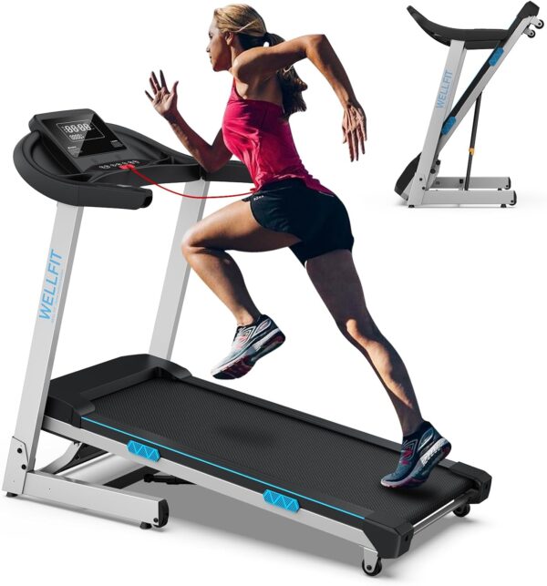 WELLFIT Foldable Heavyduty Treadmills for Home, 4.0HP Treadmill for 400lb+ Weight Capacity 6.5ft+, 95% Assembled, Treadmill with Adjustable Handle, LED Console, 45*18" Large Area, 15 Automatic Incline - Image 2