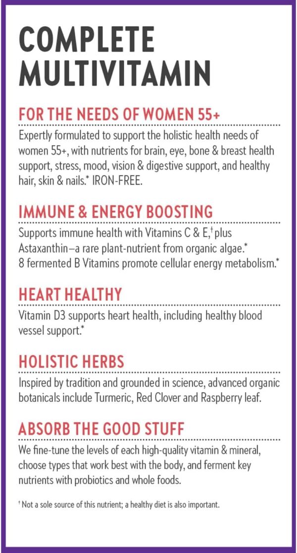New Chapter Women's Multivitamin 50 Plus for Cellular Energy, Heart & Immune Support with 20+ Nutrients + Astaxanthin - Every Woman's One Daily 55+, Gentle on The Stomach, 72 Count - Image 9