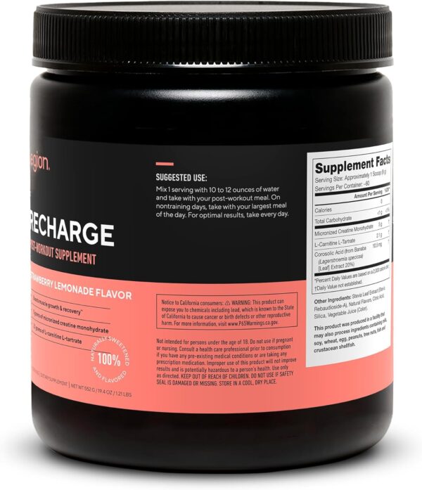 LEGION Recharge Post Workout Supplement (Strawberry Lemonade) - All Natural Muscle Builder & Recovery Drink with Micronized Creatine Monohydrate. Naturally Sweetened & Flavored 60 Serving - Image 9