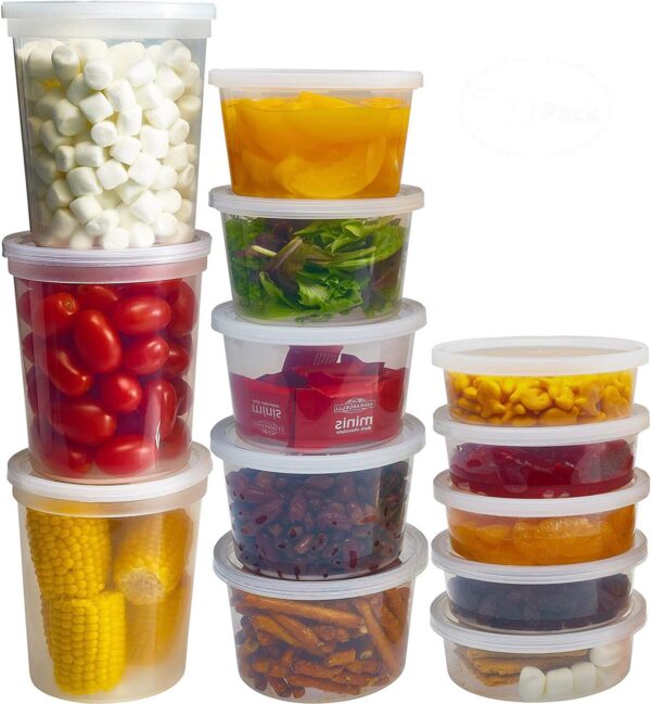DuraHome Food Storage Containers with Lids 8oz, 16oz, 32oz Freezer Deli Cups Combo Pack, 70 Sets BPA-Free Leakproof Round Clear Takeout Container Meal Prep Microwavable (70 Sets - Mixed sizes) - Image 2