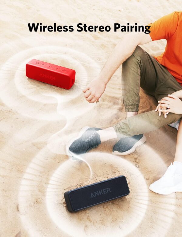 Anker Soundcore 2 Portable Bluetooth Speaker with Stereo Sound, Bluetooth 5, Bassup, IPX7 Waterproof, 24-Hour Playtime, Wireless Stereo Pairing, Speaker for Home, Outdoors, Travel - Image 6