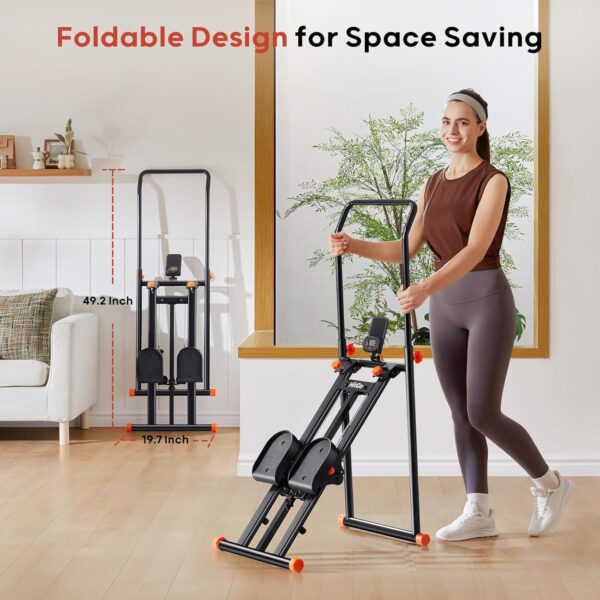 Foldable Stair Stepper Machine - Vertical Stair Climber for Home Gym, Full-Body Cardio Workout Equipment with Adjustable Handlebar & Pedals, Extended Step Range Design - Image 7