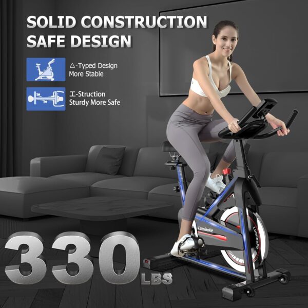 Exercise Bike, Stationary Bikes for Home with 330lbs Weight Capacity, Indoor Cycling Bike with Silent Belt Drive System, Tablet Holder, LCD Monitor for Home Bicycle Workout1 - Image 3