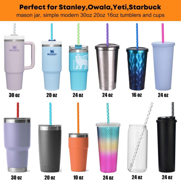 ALINK 12-Pack Reusable Plastic Clear Swirl Straws, 11" Long Colorful Hard Plastic Tumbler Replacement Straws for 16 OZ 20 OZ 30 OZ Stanley, YETI, Starbucks, Owala Tumblers with Brush - Image 4