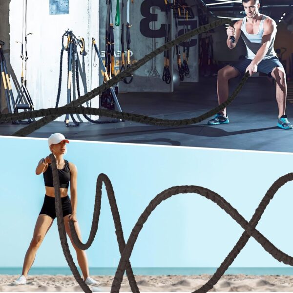 Battle Rope Battle Ropes for Exercise Workout Rope Exercise Rope Battle Ropes for Home Gym Heavy Ropes for Exercise Training Ropes for Working Out Weighted Workout Rope Exercise Workout Equipment - Image 7