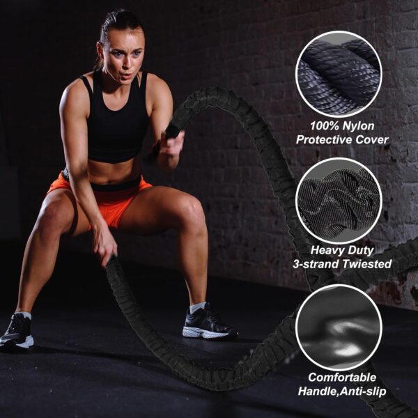 Battle Rope Battle Ropes for Exercise Workout Rope Exercise Rope Battle Ropes for Home Gym Heavy Ropes for Exercise Training Ropes for Working Out Weighted Workout Rope Exercise Workout Equipment - Image 5