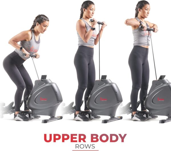 Sunny Health & Fitness Multi-Function Premium Magnetic Rowing Machine, Bicep Curls, Upward Rows, Seated Rows, Foldable Slide Rails, Digital Monitor and Optional Bluetooth with Free SunnyFit App - Image 6