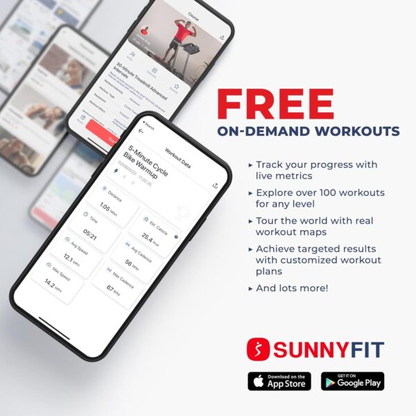 Sunny Health & Fitness Programmable 16 Levels Electro-Magnetic Resistance Recumbent Exercise Bike with 24 Pre-Build Workouts and 300 lbs Weight Capacity, Optional Free SunnyFit App Bluetooth Connect - Image 7