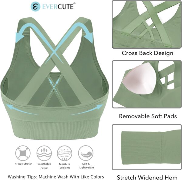 Evercute Sports Bra for Women Padded Medium Support Criss Cross Strappy Bras Seamless High Impact Yoga Exercise Athletic Bras - Image 6