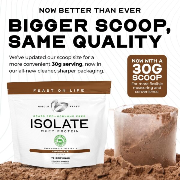 Muscle Feast Grass-Fed Whey Protein Isolate, All Natural Hormone Free Pasture Raised, Unflavored, 5lb - Image 4