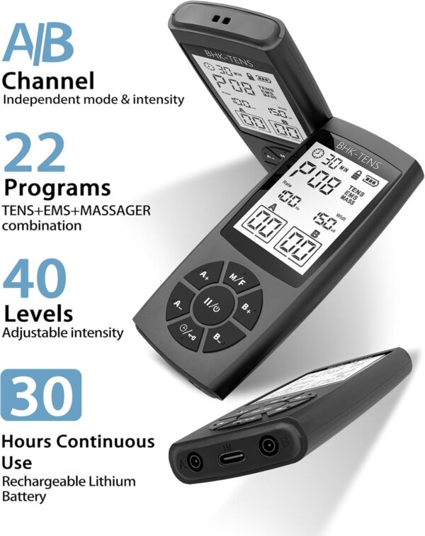 TENS Unit Muscle Stimulator for Pain Relief Therapy, 22 Modes EMS TENS Machine, Electronic Muscle Relaxer for Shoulder Pain Relief, Back Pain, Shoulder Neck Pain Relief - Image 3