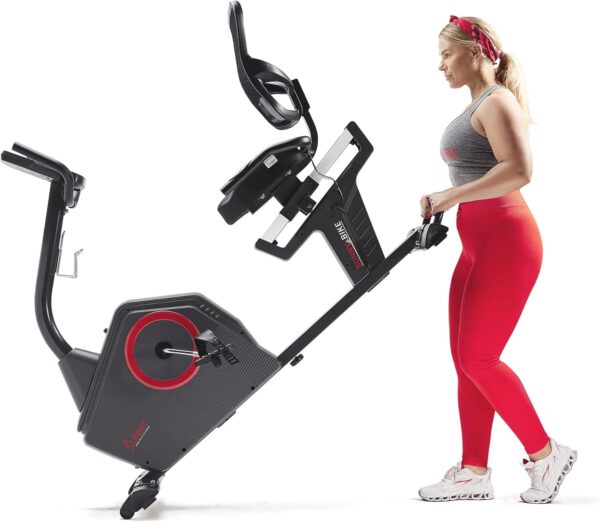 Sunny Health & Fitness Programmable 16 Levels Electro-Magnetic Resistance Recumbent Exercise Bike with 24 Pre-Build Workouts and 300 lbs Weight Capacity, Optional Free SunnyFit App Bluetooth Connect - Image 11
