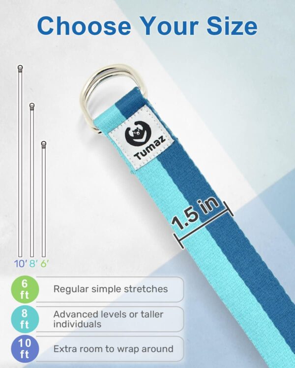 Tumaz Yoga Strap/Stretch Bands [15+ Colors, 6/8/10 Feet Options] with Extra Safe Adjustable D-Ring Buckle, Durable and Comfy Delicate Texture - Best for Daily Stretching, Physical Therapy, Fitness - Image 6