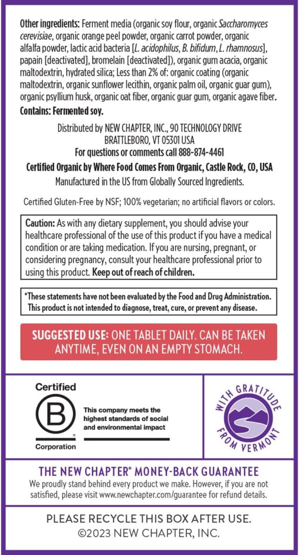 New Chapter Women's Multivitamin 50 Plus for Cellular Energy, Heart & Immune Support with 20+ Nutrients + Astaxanthin - Every Woman's One Daily 55+, Gentle on The Stomach, 72 Count - Image 8