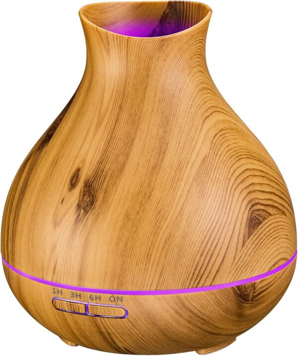 BZseed Aromatherapy Essential Oil Diffuser 550ml 12 Hours Wood Grain Aroma Diffuser with Timer Cool Mist Humidifier for Large Room, Home, Baby Bedroom, Waterless Auto Shut-off,7 Colors Lights Changing - Image 2