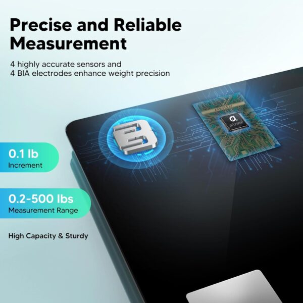 Arboleaf Smart Scale With BMI, Body Fat, Muscle Mass, 14 Composition Metrics, Large LED Display, Digital Bathroom Scale for Weight, Accurate Weighing Machine, App Sync, 500lbs, 11.8" - Image 4