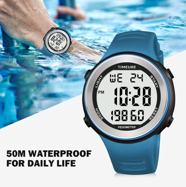 Mens Pedometer Watch for Walking Step Counter Watch No Charging, No App Connection, with EL Backlight. Simple, Practical Choice for Mobile-Free Fitness Enthusiasts TIMEURE-2308 - Image 6