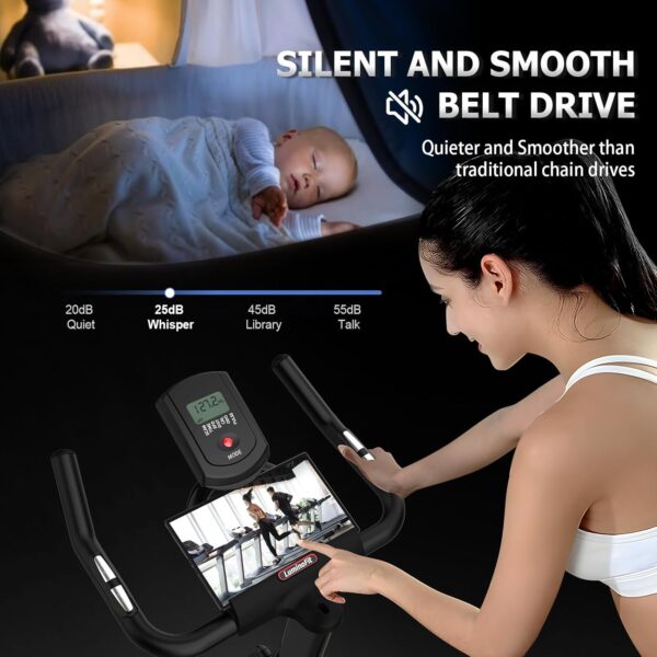 Exercise Bike, Stationary Bikes for Home with 330lbs Weight Capacity, Indoor Cycling Bike with Silent Belt Drive System, Tablet Holder, LCD Monitor for Home Bicycle Workout1 - Image 4