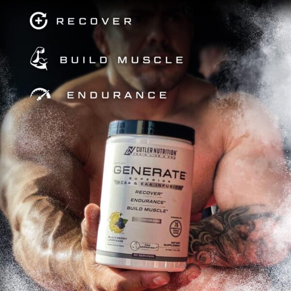 Generate EAA and BCAA Powder: Best Post Workout Recovery Drink and Branched Chain Amino Acids Supplement with Essential Amino Acids, 5g BCAAs, 2g EAAs | BlackBerry Lemonade, 30 Servings - Image 4