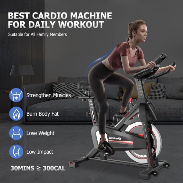 Exercise Bike, Stationary Bikes for Home with 330lbs Weight Capacity, Indoor Cycling Bike with Silent Belt Drive System, Tablet Holder, LCD Monitor for Home Bicycle Workout1 - Image 7