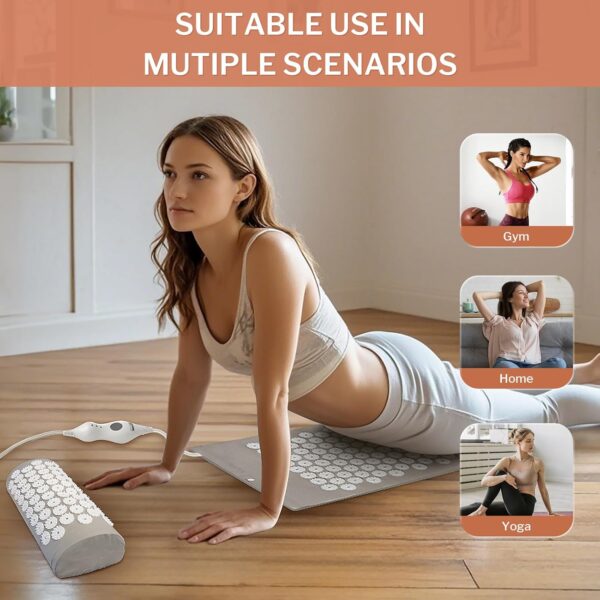 HOMLYNS Heated Acupressure Mats - 3 Heat Levels with 2 Hours Auto Off, Heating Acupuncture Mat Full Body Massage for Pain Relief Pad in Grey - Image 8