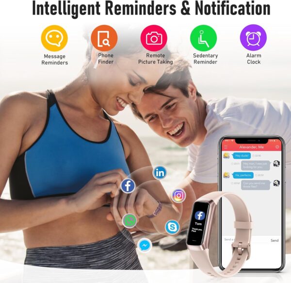 Fitness Tracker with 24/7 Heart Rate, Blood Oxygen Blood Pressure Sleep Monitor, Activity Trackers 5 ATM Waterproof,Step Calorie Counter Pedometer Health Smart Watch for Women Men Pi - Image 5