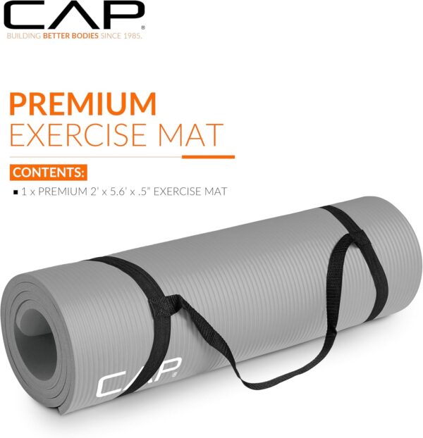CAP Barbell 1/2-Inch High Density Exercise Yoga Mat with Strap | Multiple Options - Image 3