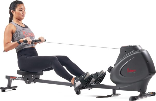 Sunny Health & Fitness Multi-Function Premium Magnetic Rowing Machine, Bicep Curls, Upward Rows, Seated Rows, Foldable Slide Rails, Digital Monitor and Optional Bluetooth with Free SunnyFit App - Image 2