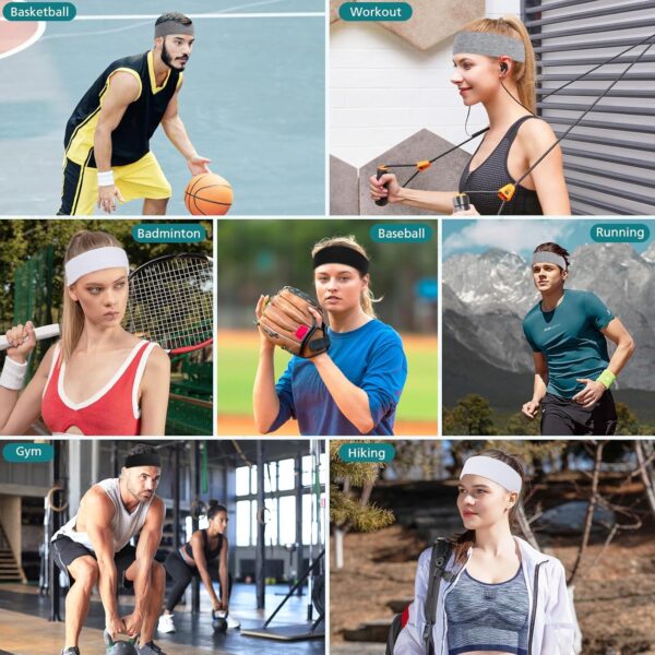 Headbands for Women Non Slip, Stretchy Sweat Headband for Workout Yoga Running, Head Bands for Women's Hair - 8 Pack - Image 6