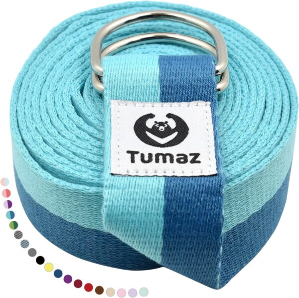 Tumaz Yoga Strap/Stretch Bands [15+ Colors, 6/8/10 Feet Options] with Extra Safe Adjustable D-Ring Buckle, Durable and Comfy Delicate Texture - Best for Daily Stretching, Physical Therapy, Fitness - Image 2