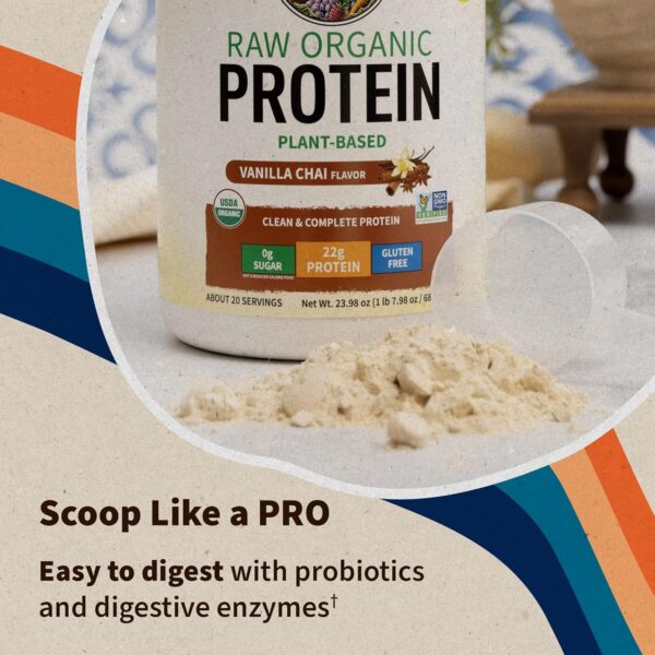 Organic Vegan Vanilla Chai Protein Powder, Garden of Life 22g Plant Based Protein & BCAAs, Organic Protein Powder with Probiotics & Enzymes, Non-GMO, Gluten-Free Lactose Free 1.2 LB - Image 8