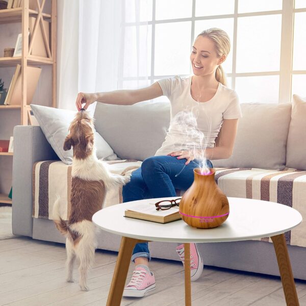 BZseed Aromatherapy Essential Oil Diffuser 550ml 12 Hours Wood Grain Aroma Diffuser with Timer Cool Mist Humidifier for Large Room, Home, Baby Bedroom, Waterless Auto Shut-off,7 Colors Lights Changing - Image 6