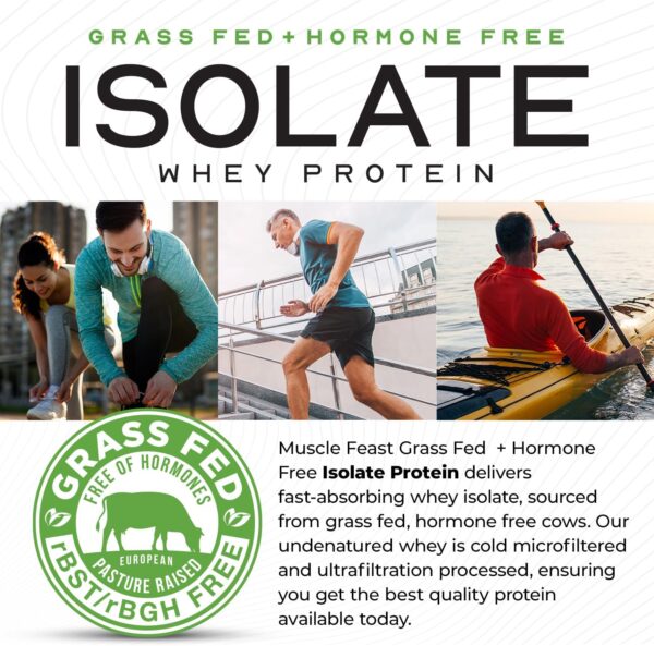 Muscle Feast Grass-Fed Whey Protein Isolate, All Natural Hormone Free Pasture Raised, Unflavored, 5lb - Image 5