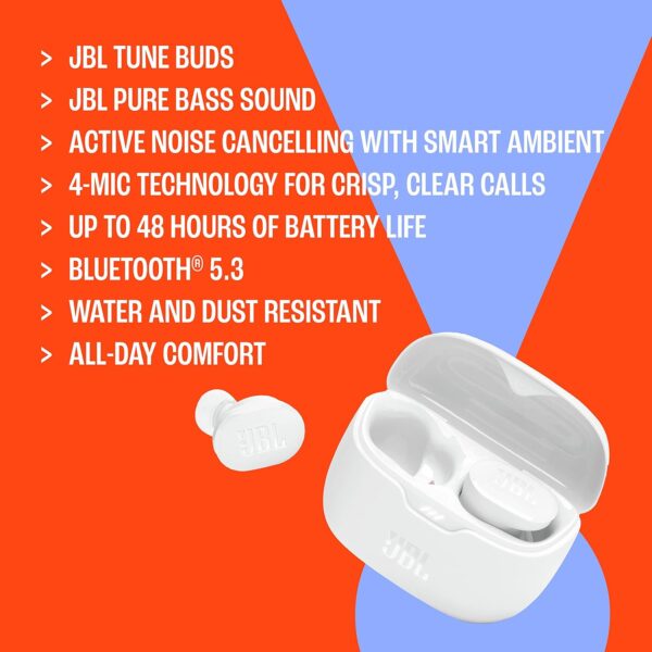 JBL Tune Buds - True wireless Noise Cancelling earbuds, JBL Pure Bass Sound, Bluetooth 5.3, 4-Mic technology for Crisp, Clear Calls, Up to 48 hours of battery life, Water and dust resistant (Black) - Image 9