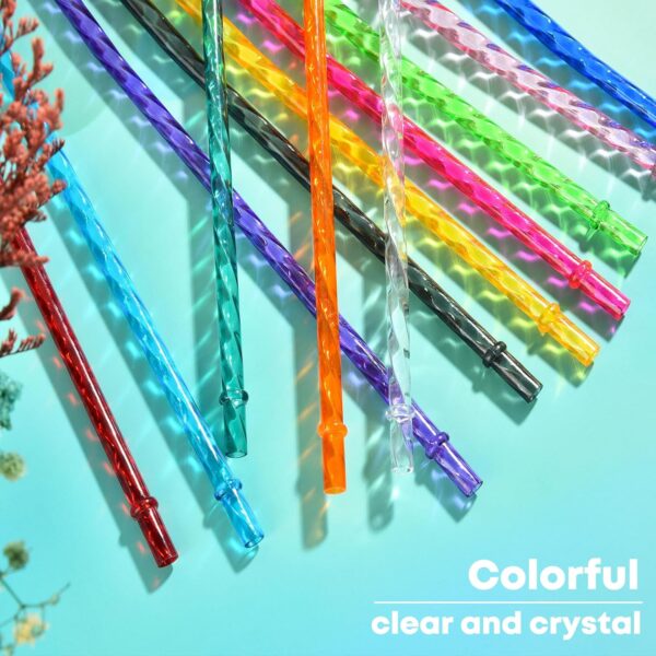 ALINK 12-Pack Reusable Plastic Clear Swirl Straws, 11" Long Colorful Hard Plastic Tumbler Replacement Straws for 16 OZ 20 OZ 30 OZ Stanley, YETI, Starbucks, Owala Tumblers with Brush - Image 9