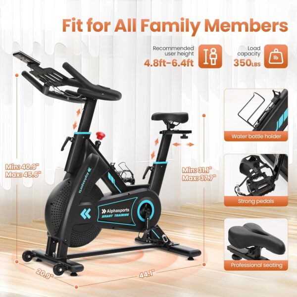 Exercise Bike, LET'S CAMP Brake Pad/Adjustable Magnetic Stationary Bike for Home,Indoor Cycling Bike with Low Noise,Heart Rate Handle and LCD Monitor,Cycle Bike with 350lbs Weight Capacity - Image 9